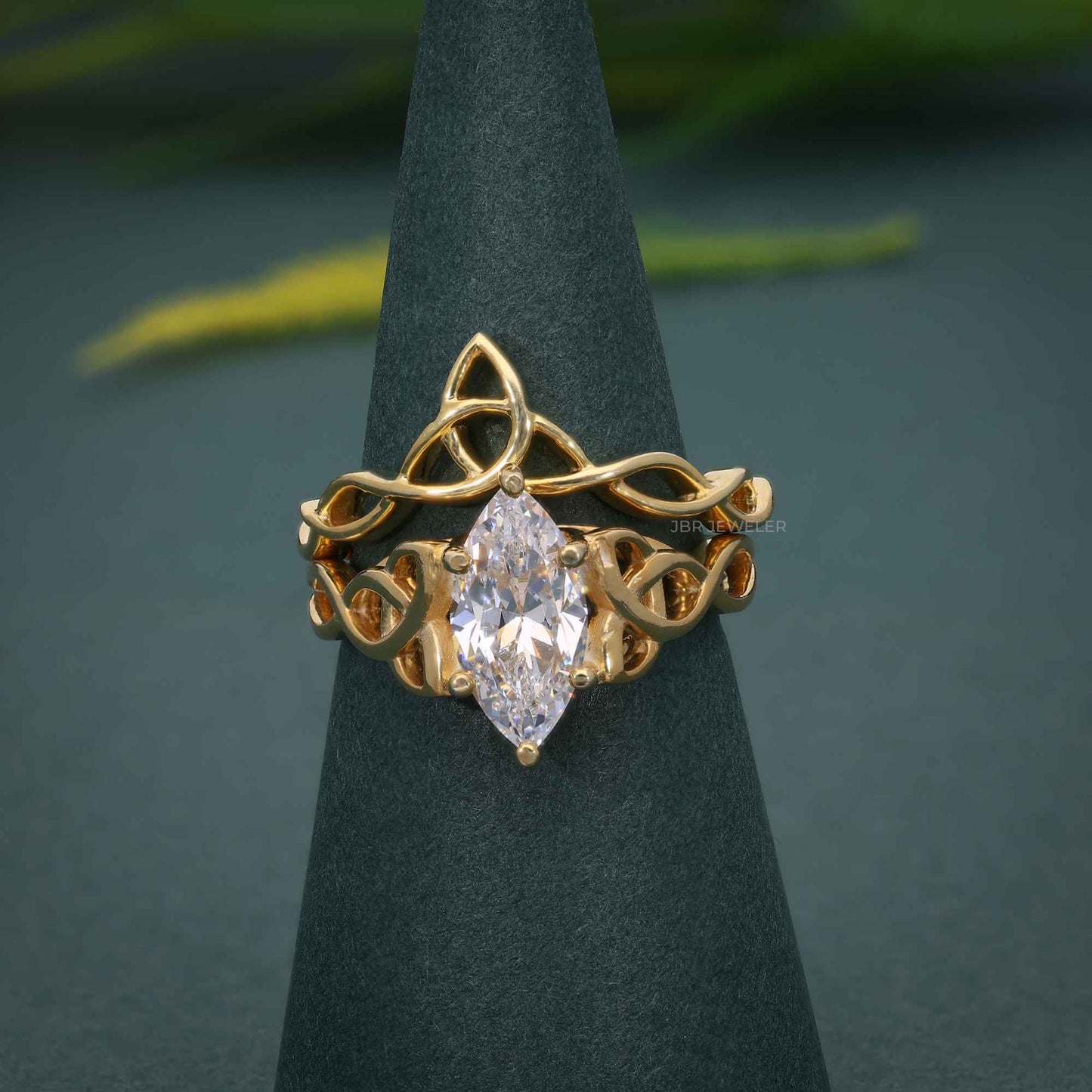 Bague de mariée avec diamants cultivés en laboratoire, nœud celtique, taille marquise