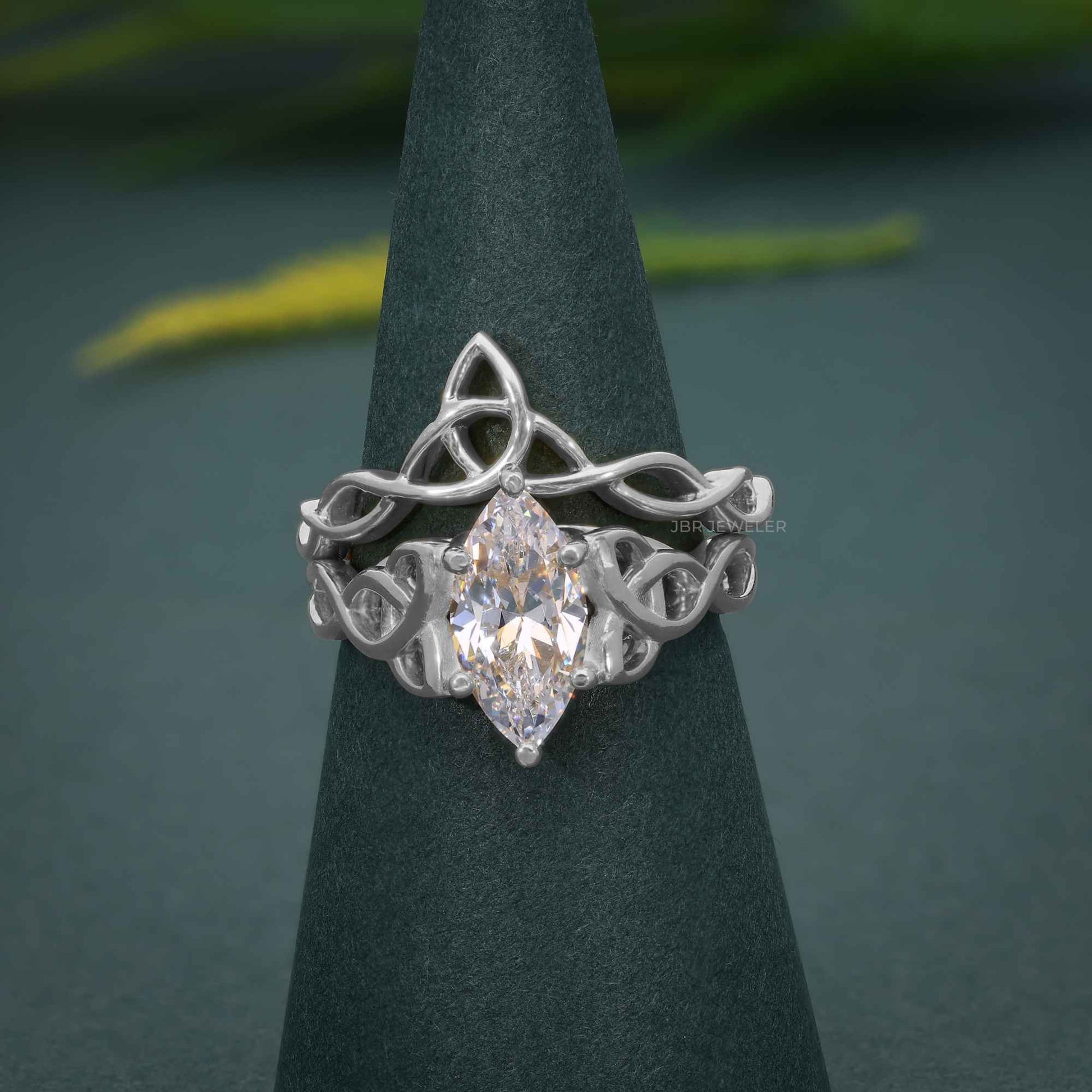 Bague de mariée avec diamants cultivés en laboratoire, nœud celtique, taille marquise