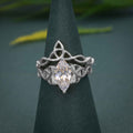 Celtic Knot Marquise Cut Moissanite Diamond Bridal Set Ring - JBR Jeweler
