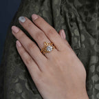 Celtic Knot Round Cut Moissanite Diamond Bridal Set Ring - JBR Jeweler