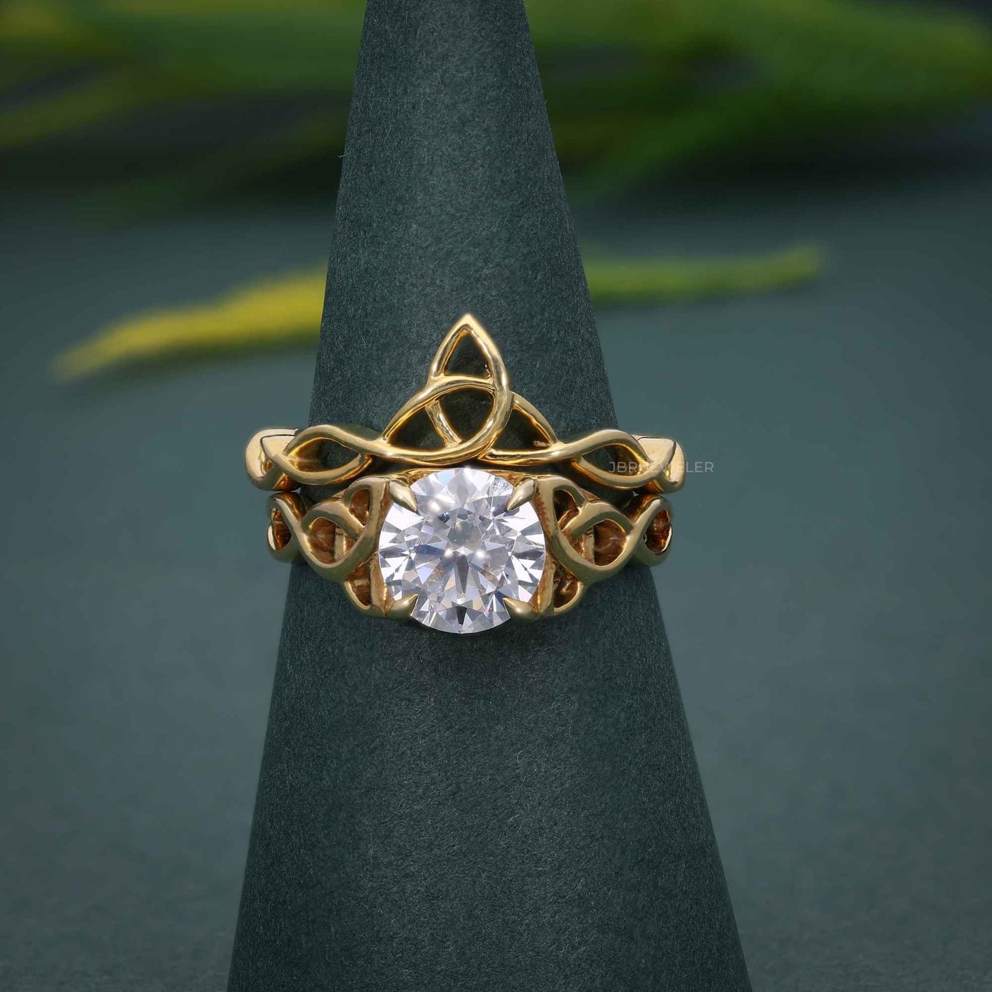 Bague de mariée avec diamants CVD taille ronde, nœud celtique