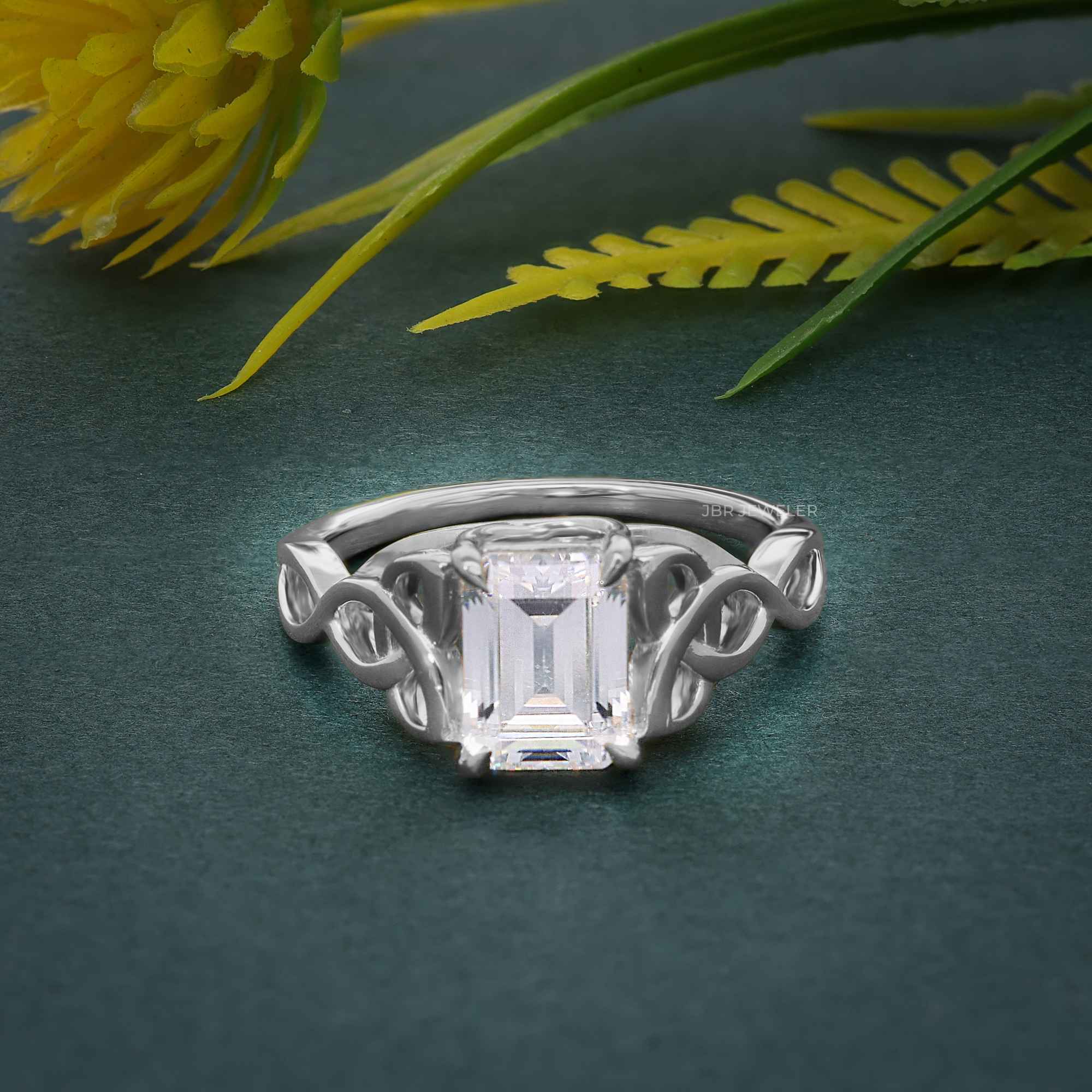 Entwined Celtic Emarald Lab Grown Diamond Engagement Ring - JBR Jeweler