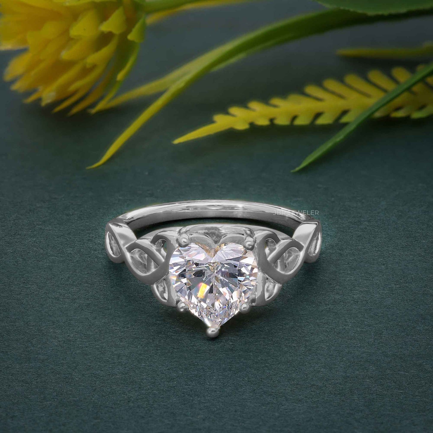 Celtic Heart Moissanite Diamond Engagement Ring