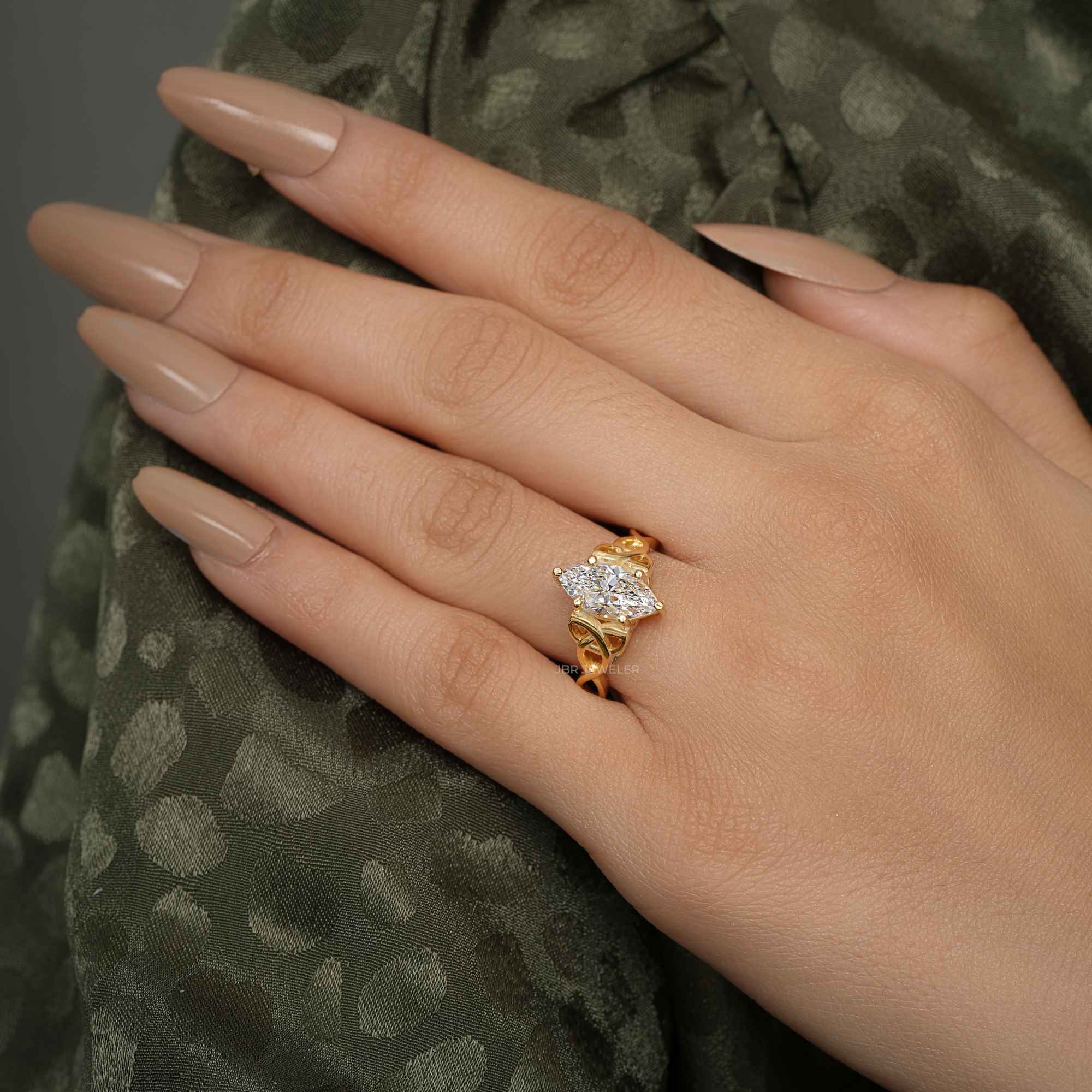Entwined Celtic Marquise Lab Grown Diamond Engagement Ring - JBR Jeweler