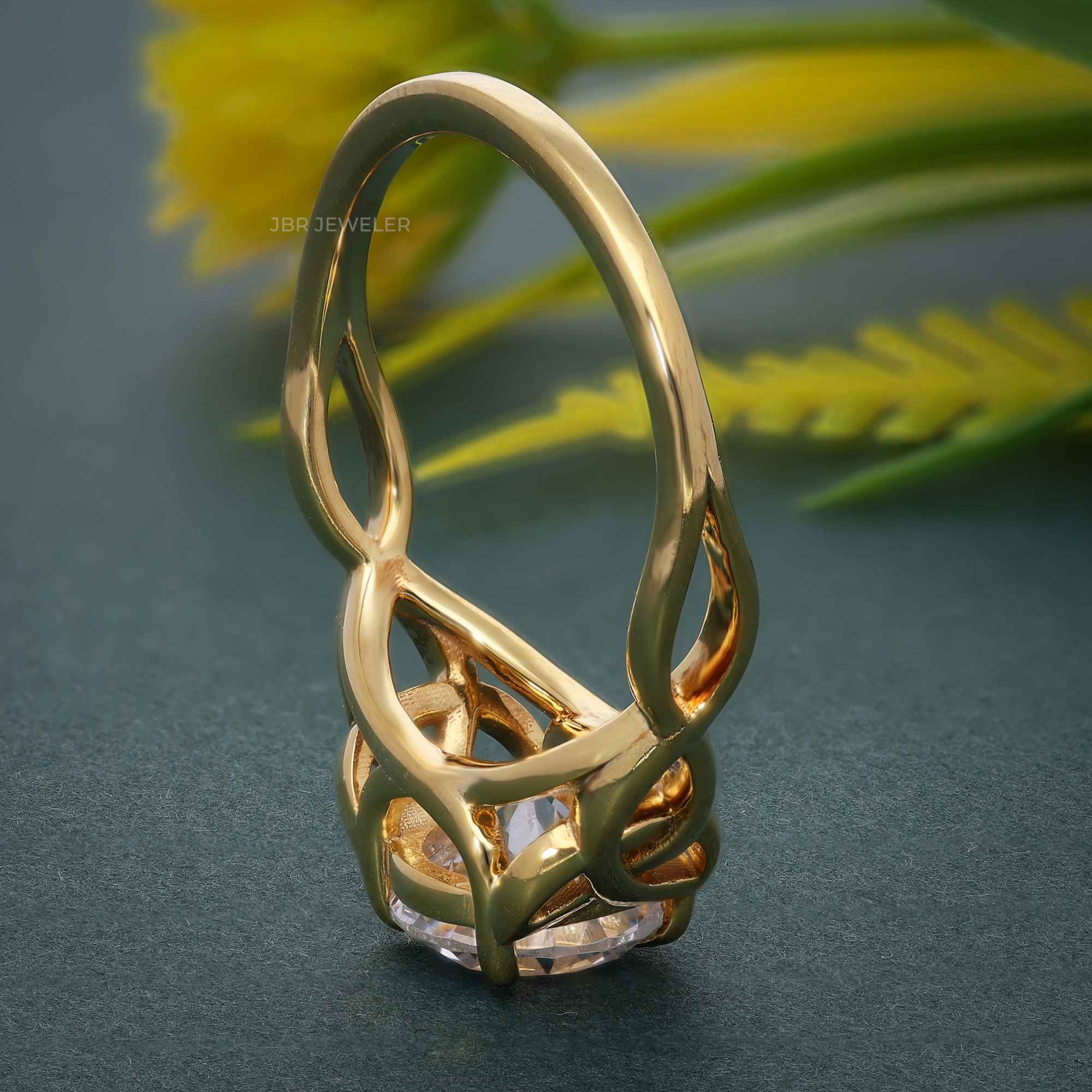 Celtic Round Brilliant Moissanite Diamond Engagement Ring - JBR Jeweler