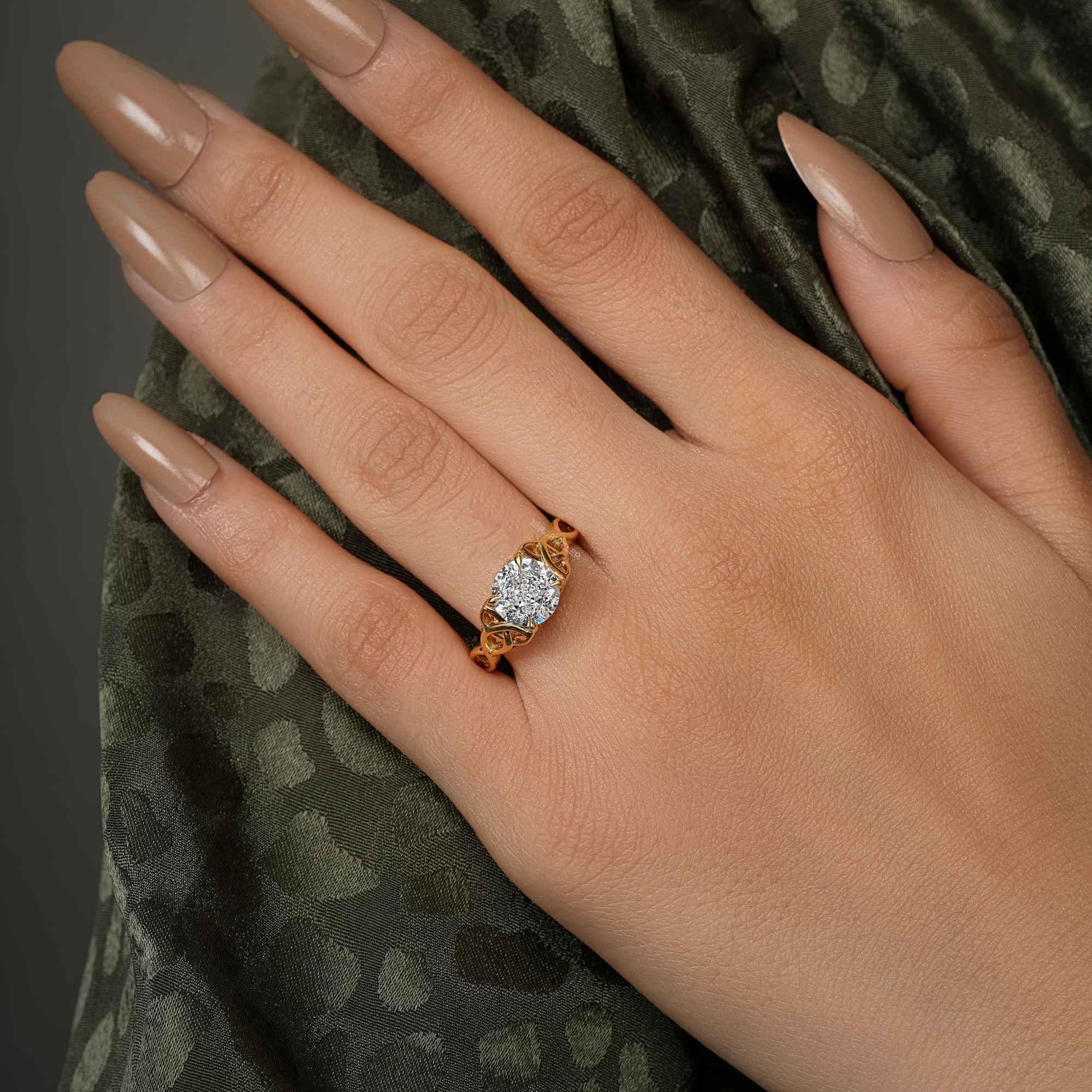 Celtic Round Brilliant Moissanite Diamond Engagement Ring - JBR Jeweler