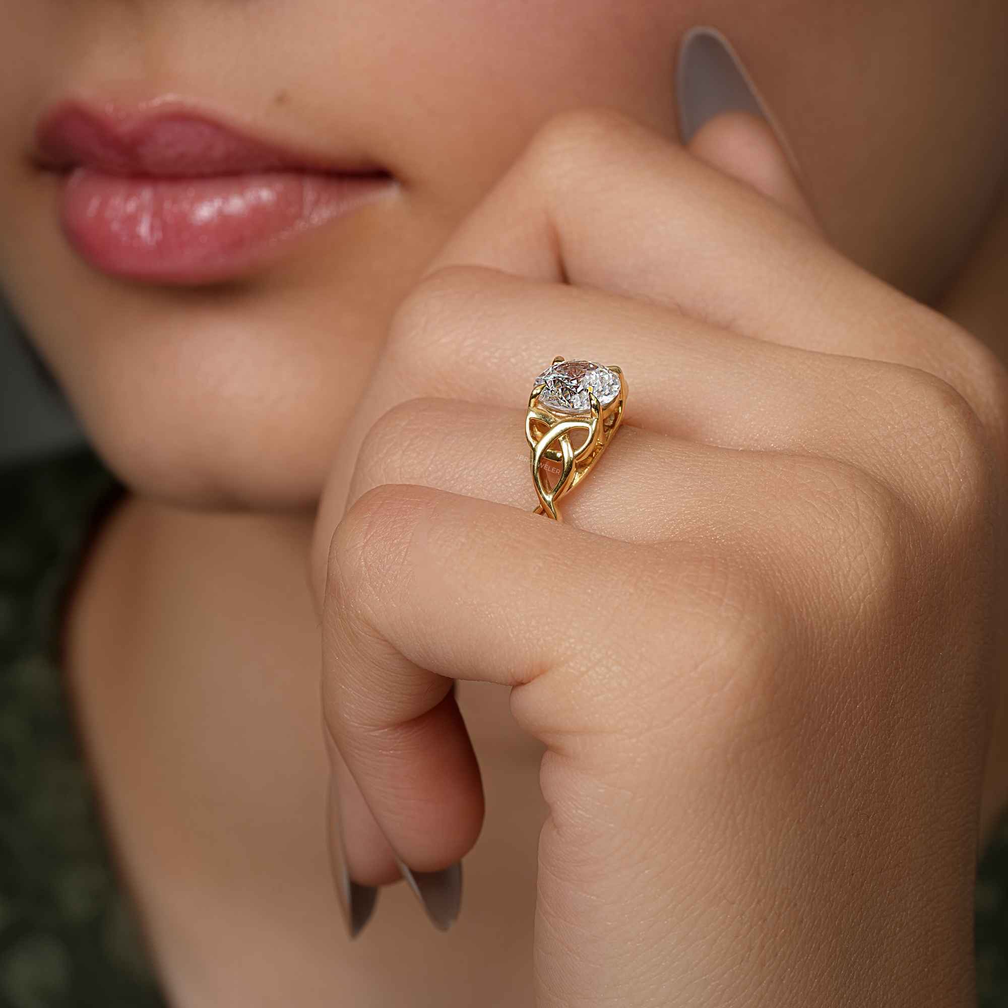 Celtic Round Brilliant Moissanite Diamond Engagement Ring - JBR Jeweler