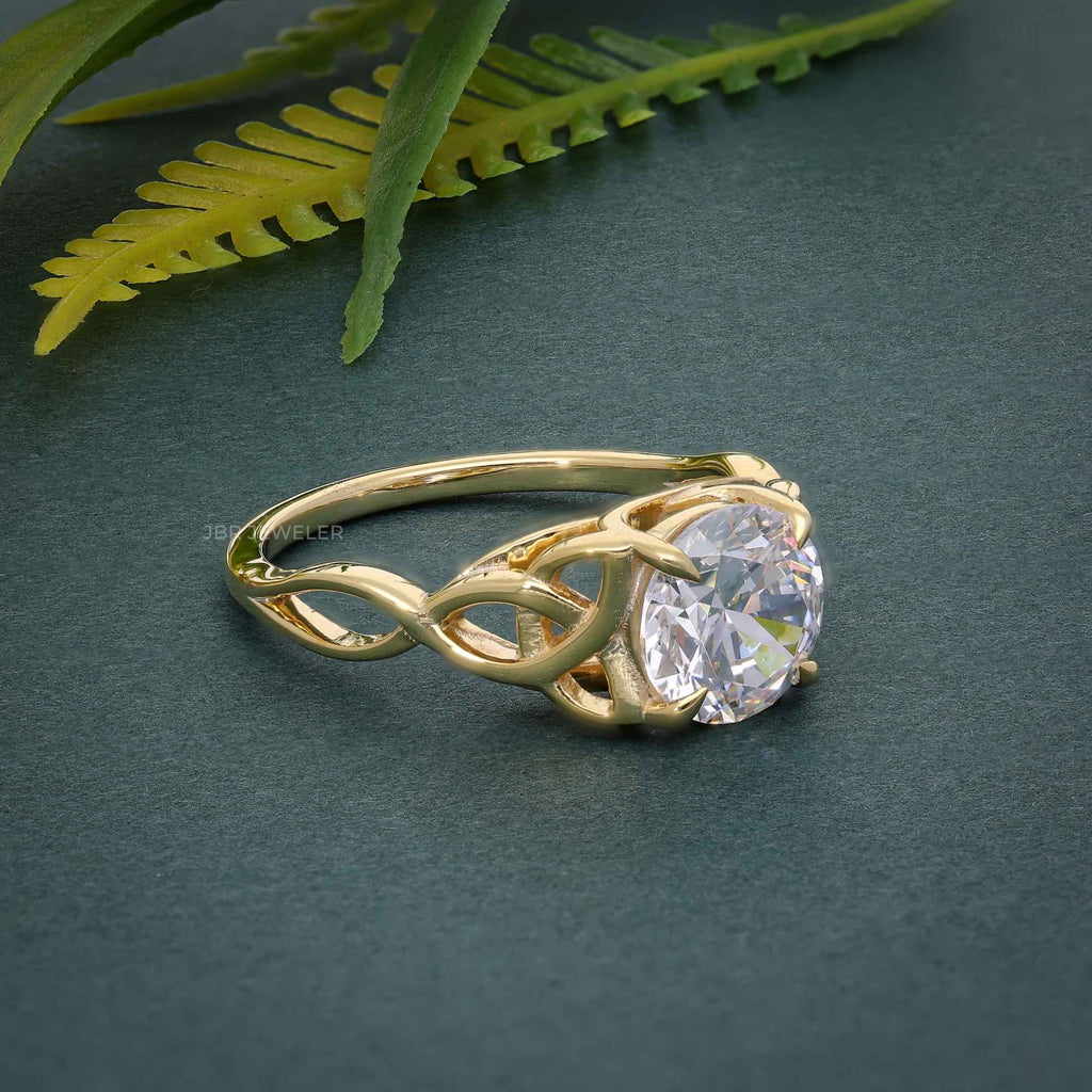 Celtic Round Brilliant Moissanite Diamond Engagement Ring - JBR Jeweler