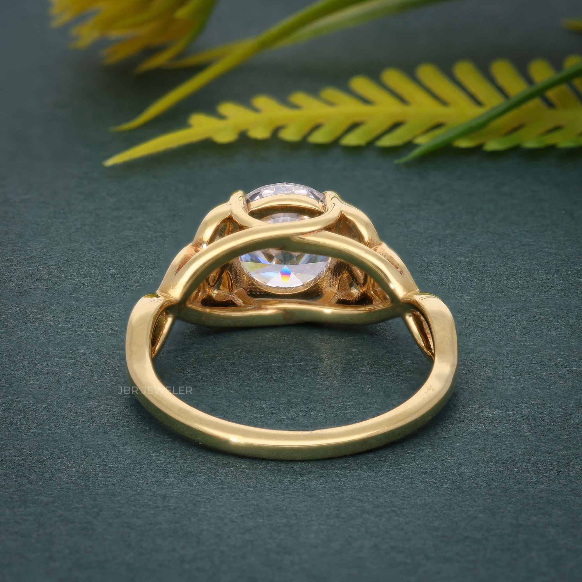 Celtic Round Brilliant Moissanite Diamond Engagement Ring - JBR Jeweler