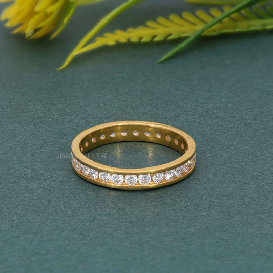 Channel Set Moissanite Diamond Eternity Wedding Band