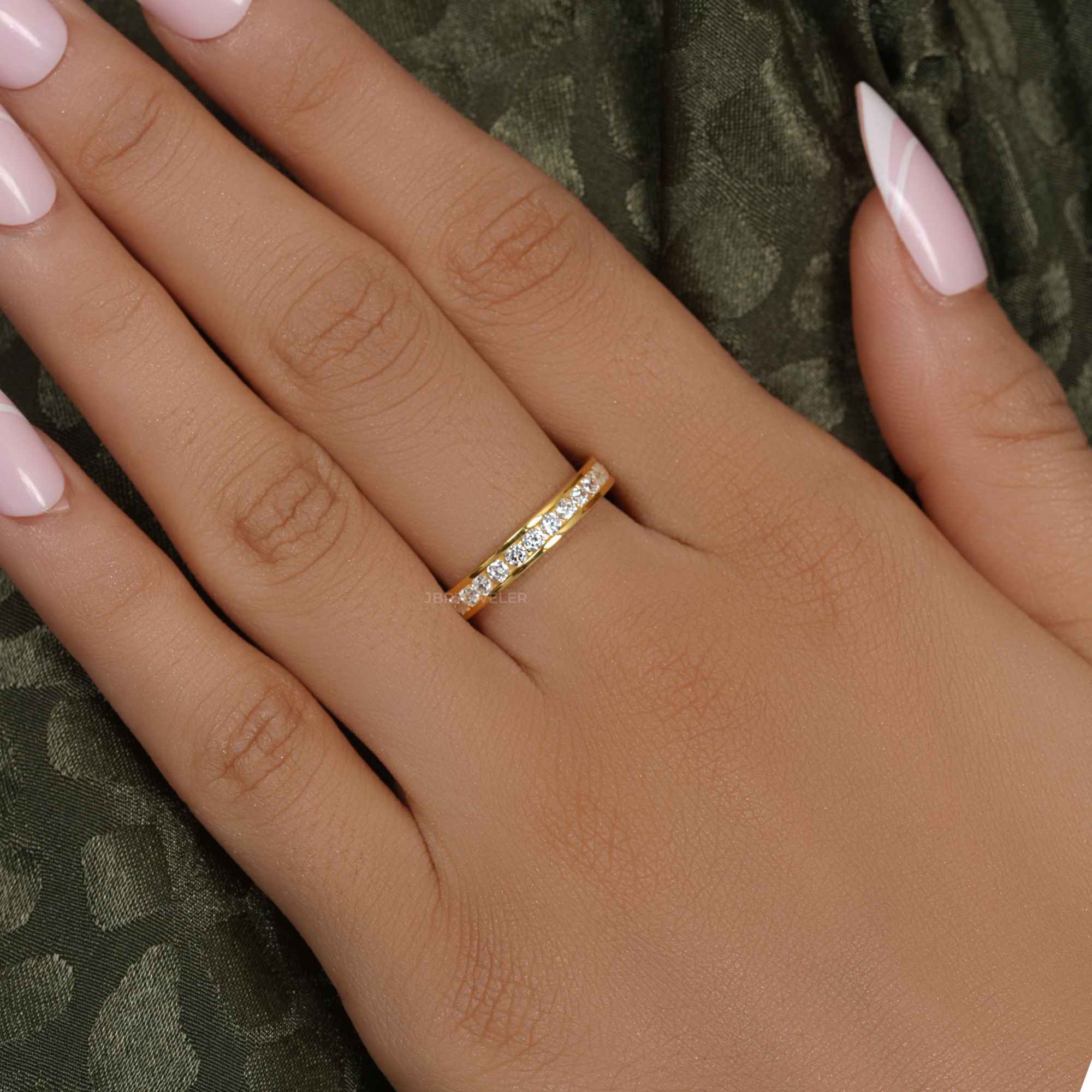 Channel Set Moissanite Diamond Eternity Wedding Band - JBR Jeweler