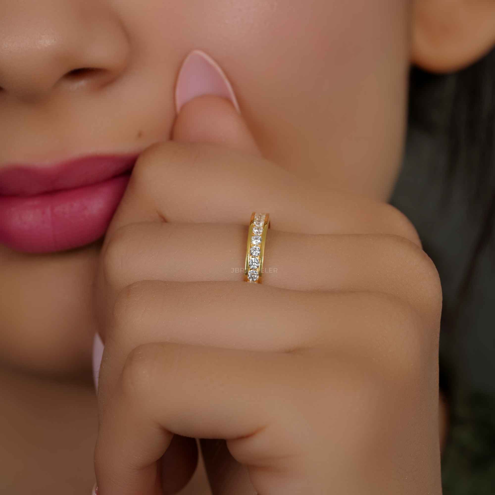 Channel Set Moissanite Diamond Eternity Wedding Band - JBR Jeweler