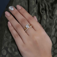 Classic Cushion Cut Lab Diamond Wedding Ring Bridal Sets