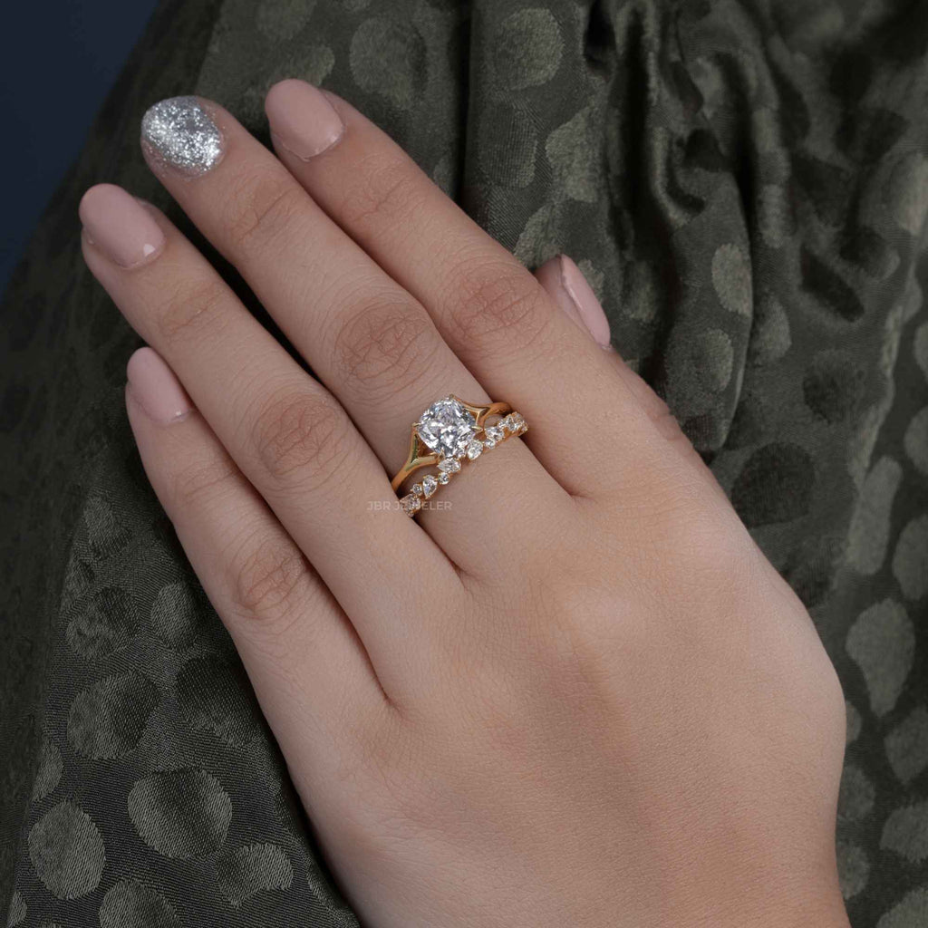 Classic Cushion Cut Moissanite Diamond Wedding Ring Bridal Sets - JBR Jeweler