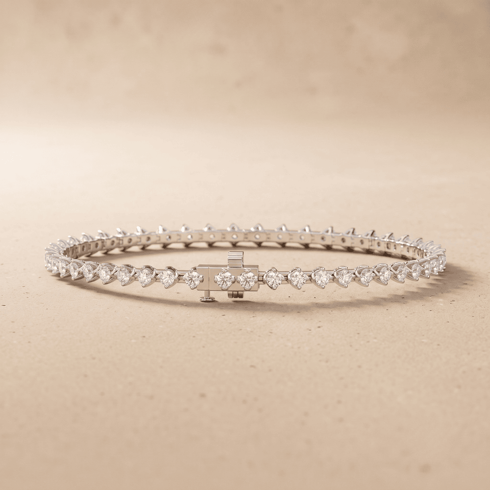 10K gold round lab diamond tennis bracelet