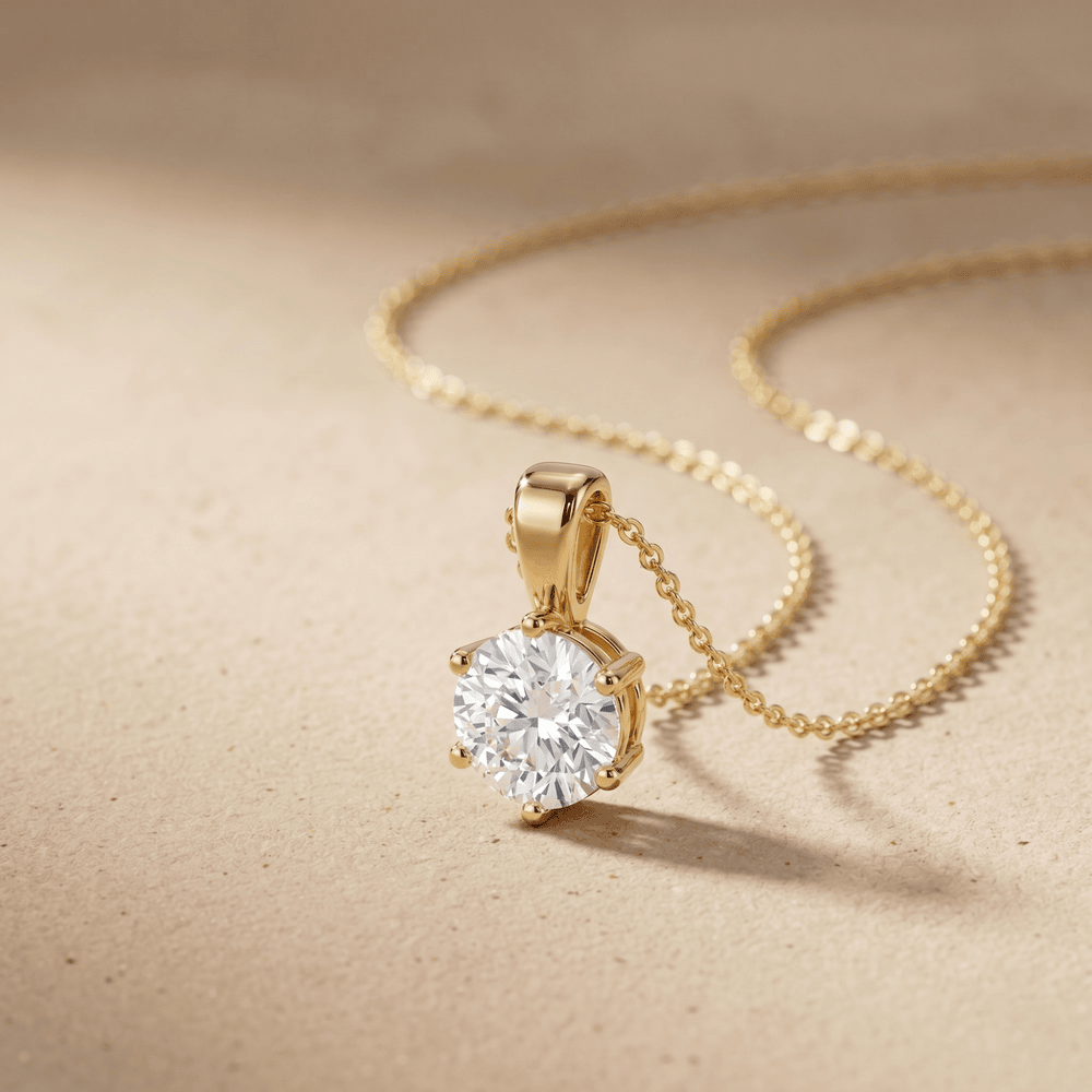 Classic Round Solitaire Lab Diamond Pendant & Necklace