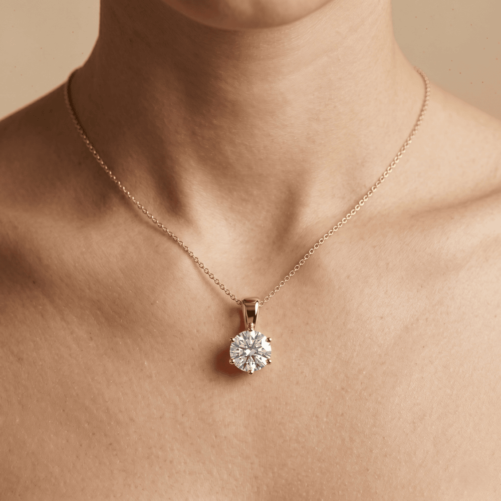 Classic Round Solitaire Lab Diamond Pendant & Necklace