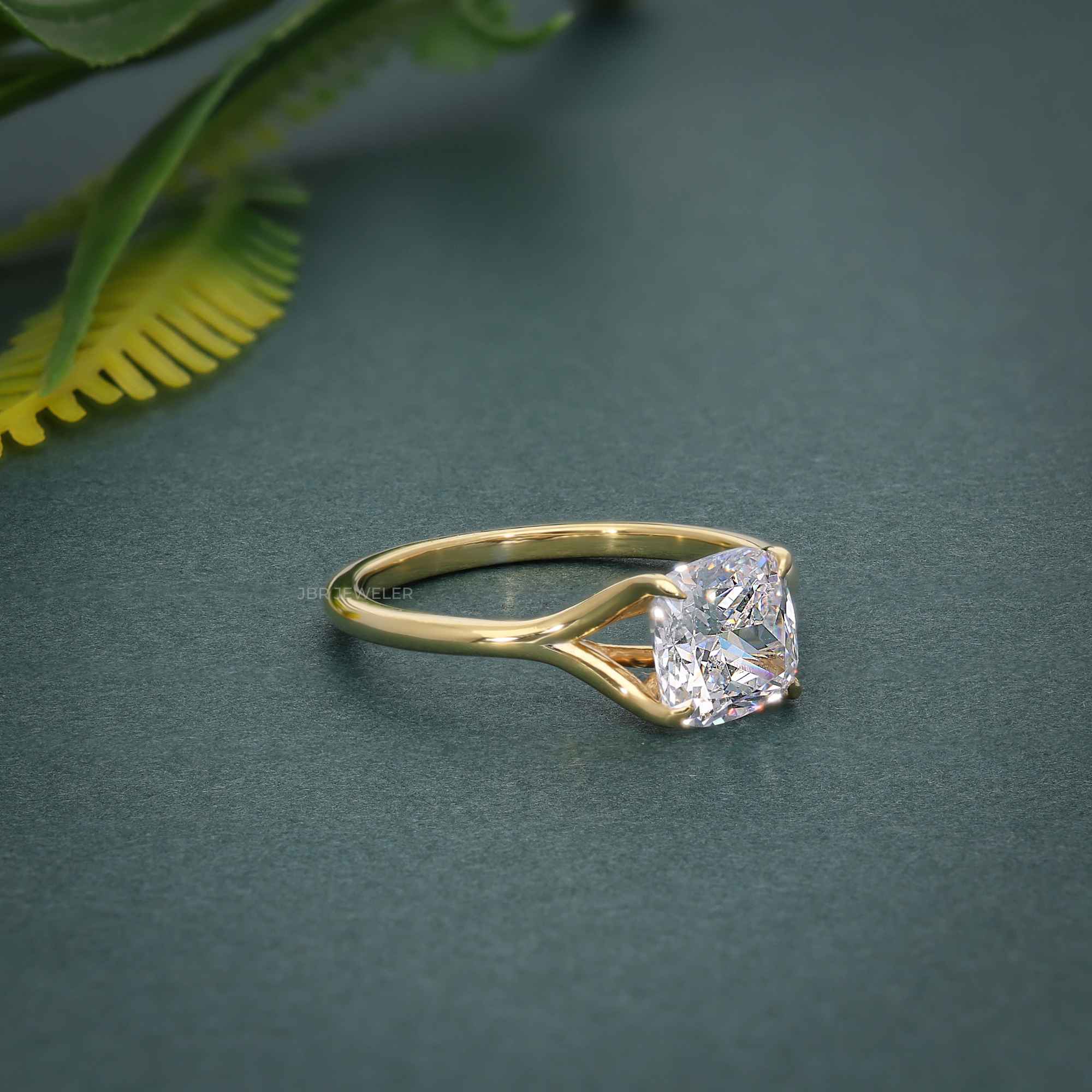 Revealed Solitaire Cushion Lab Grown Diamond Engagement Ring - JBR Jeweler