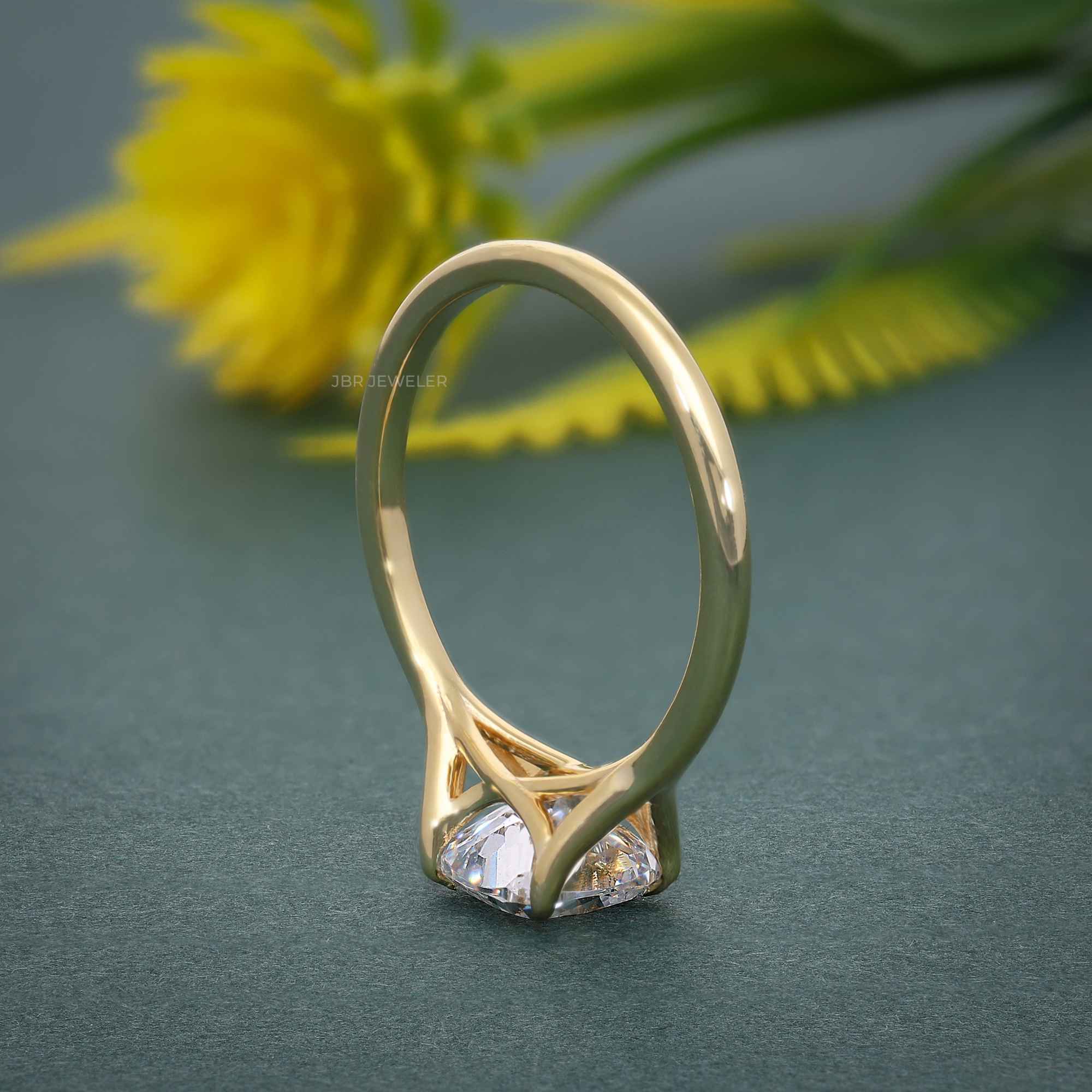 Wrapped Cushion Moissanite Diamond Solitaire Engagement Ring - JBR Jeweler