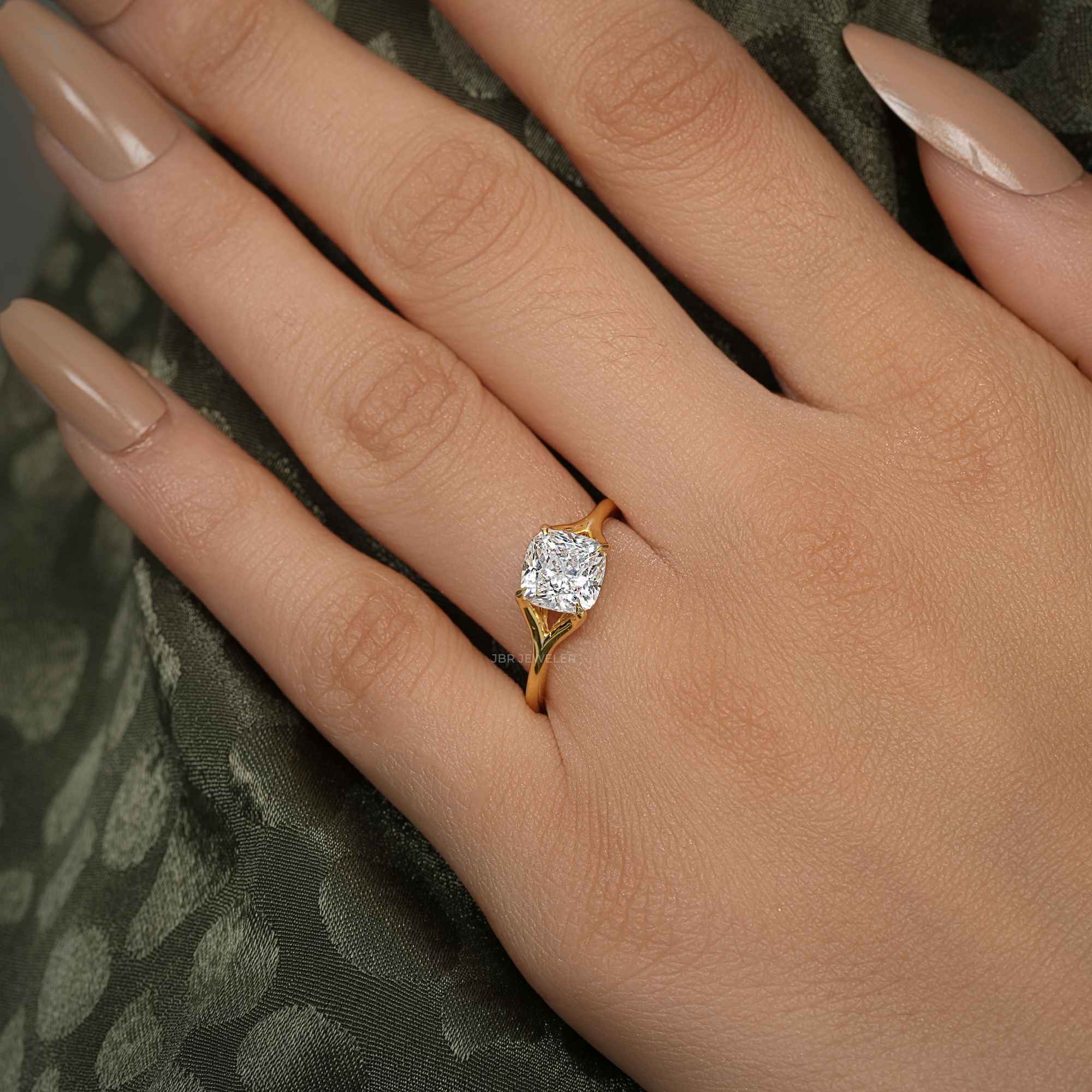 Revealed Solitaire Cushion Lab Grown Diamond Engagement Ring - JBR Jeweler