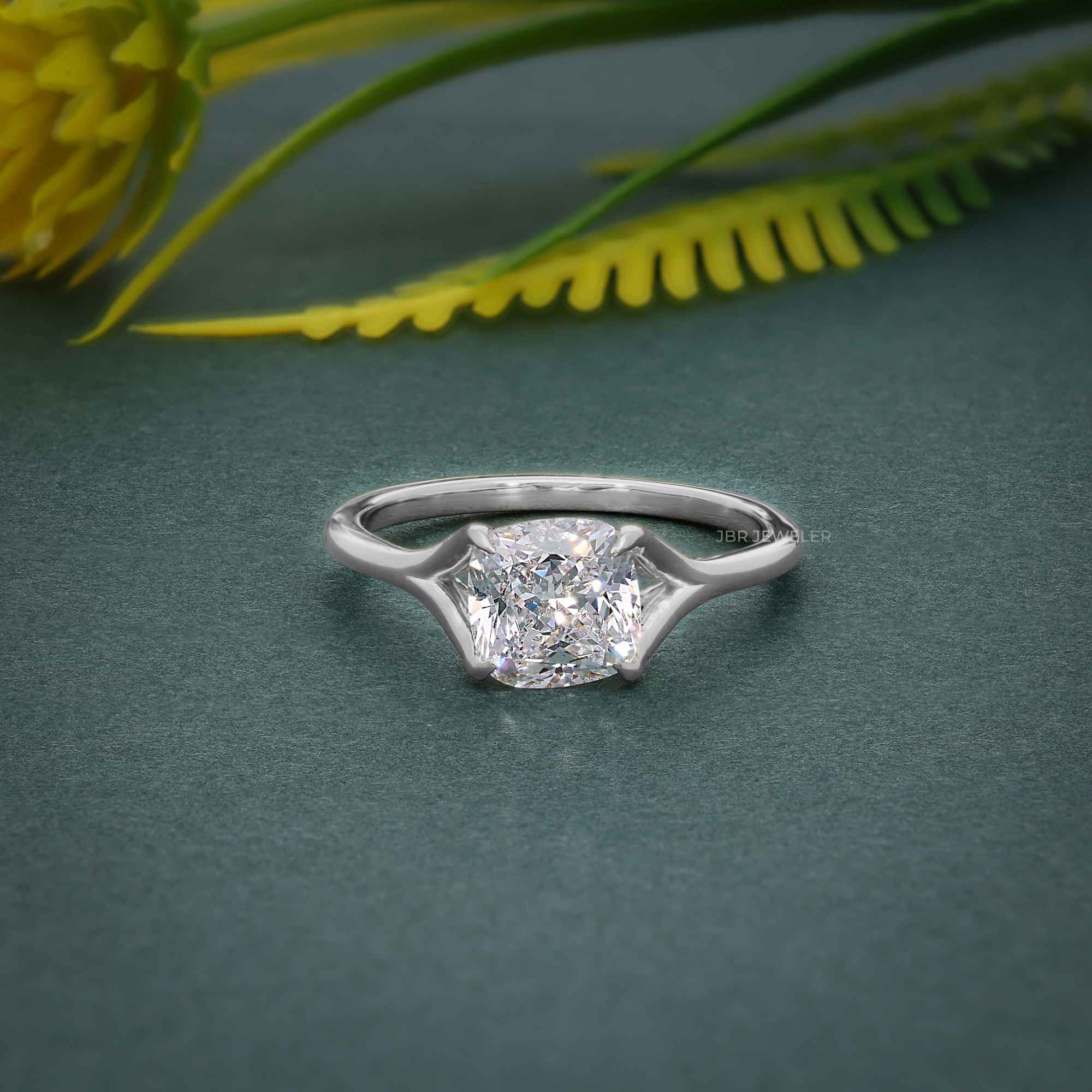 Revealed Solitaire Cushion Lab Grown Diamond Engagement Ring - JBR Jeweler