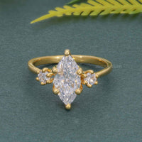 Classic Three Stone Marquise Cut Moissanite Engagement Ring