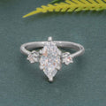 Classic Three Stone Marquise Cut Moissanite Engagement Ring - JBR Jeweler