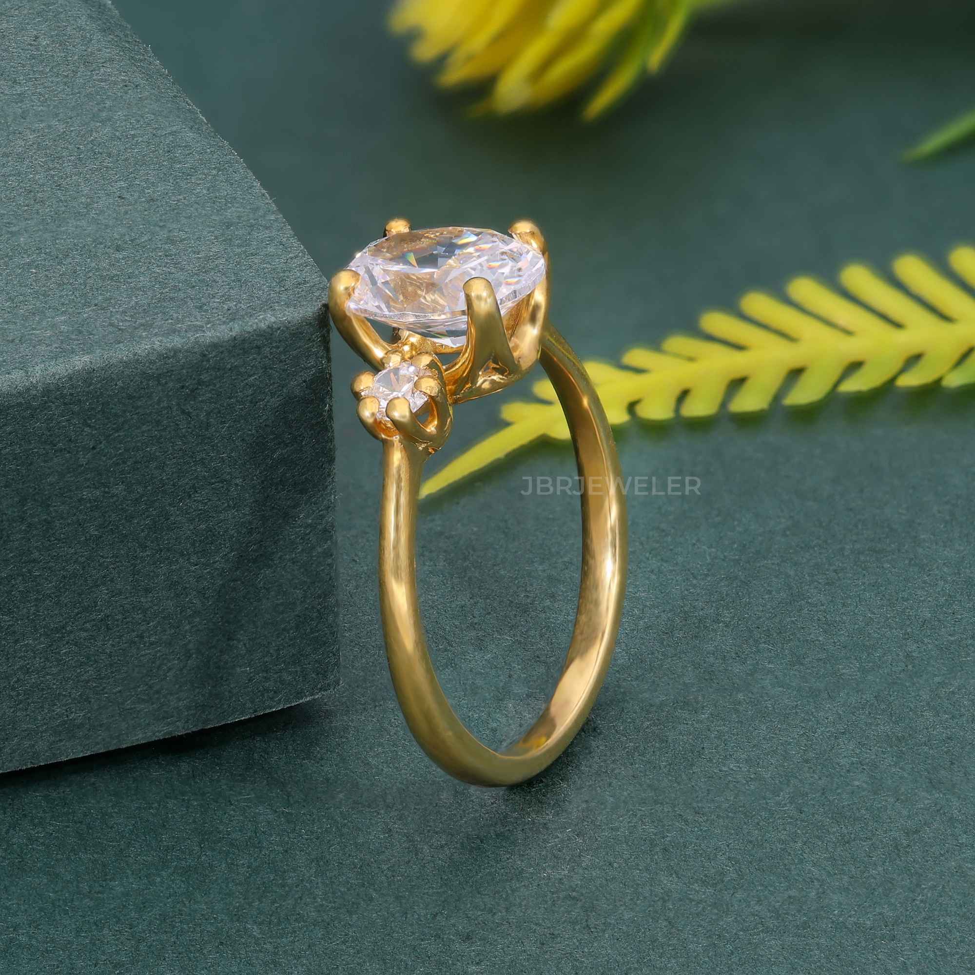 Classic Three Stone Oval Cut Lab Grown Engagement Ring - JBR Jeweler