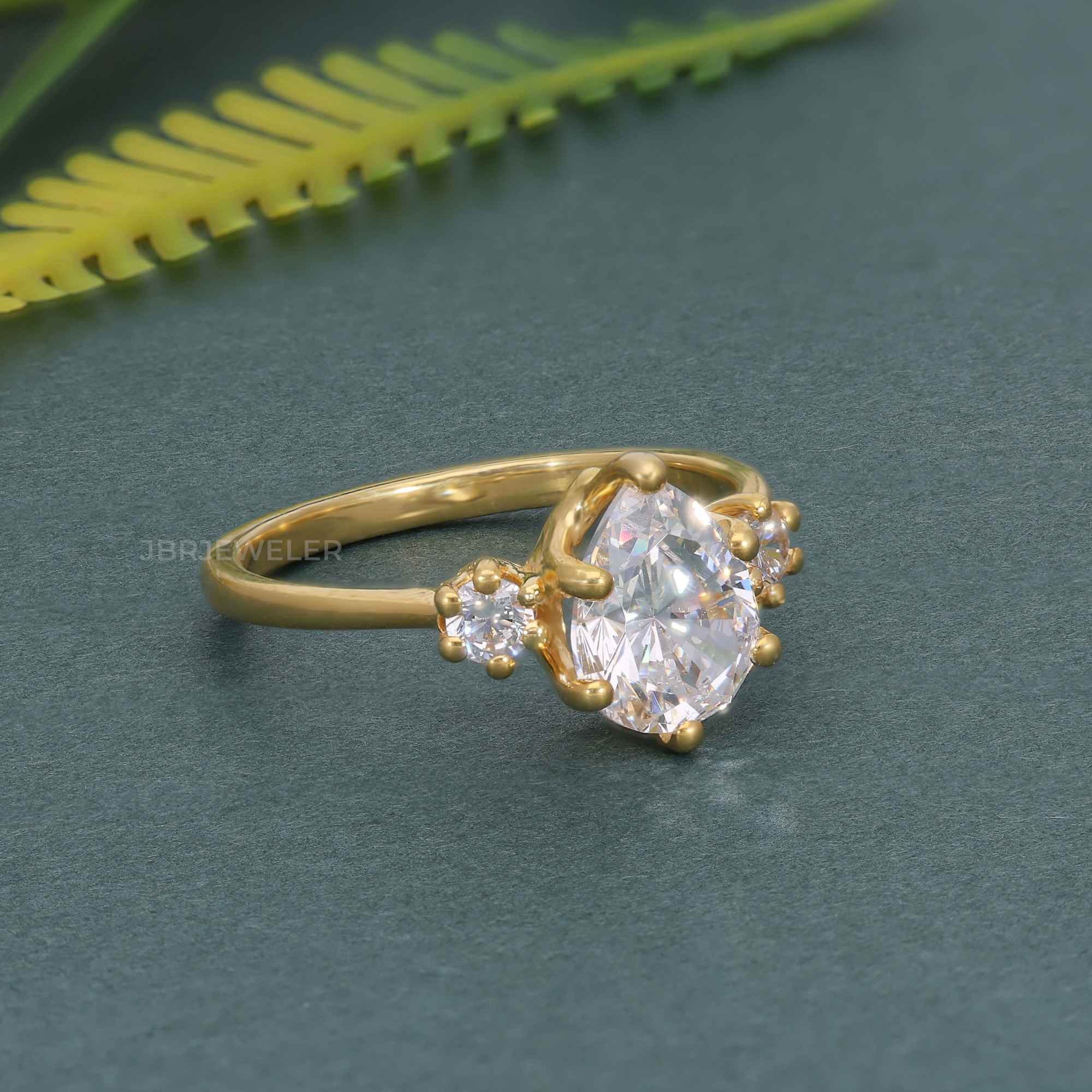 Classic Three Stone Pear Cut Lab Grown Engagement Ring - JBR Jeweler