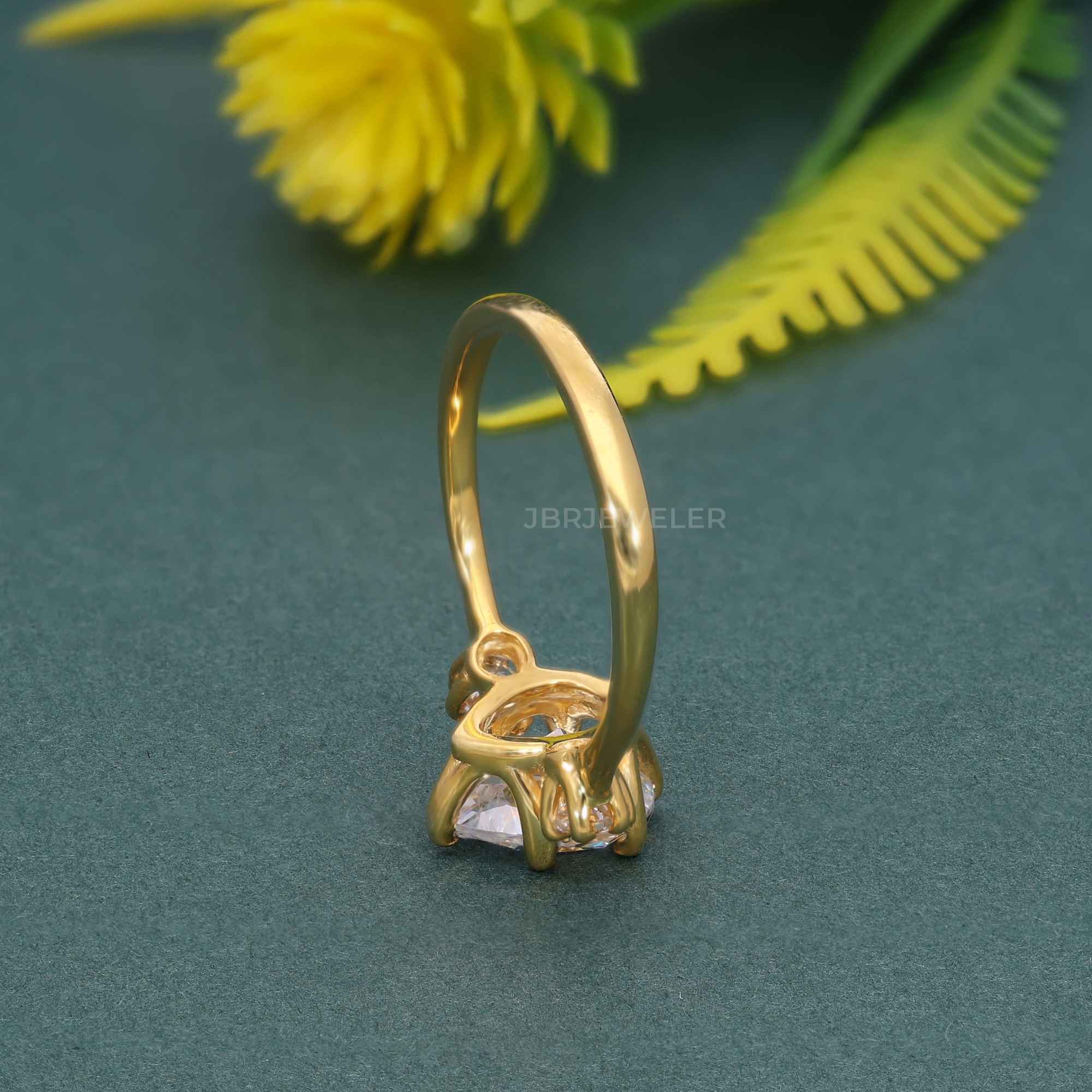 Classic Three Stone Pear Cut Moissanite Engagement Ring - JBR Jeweler