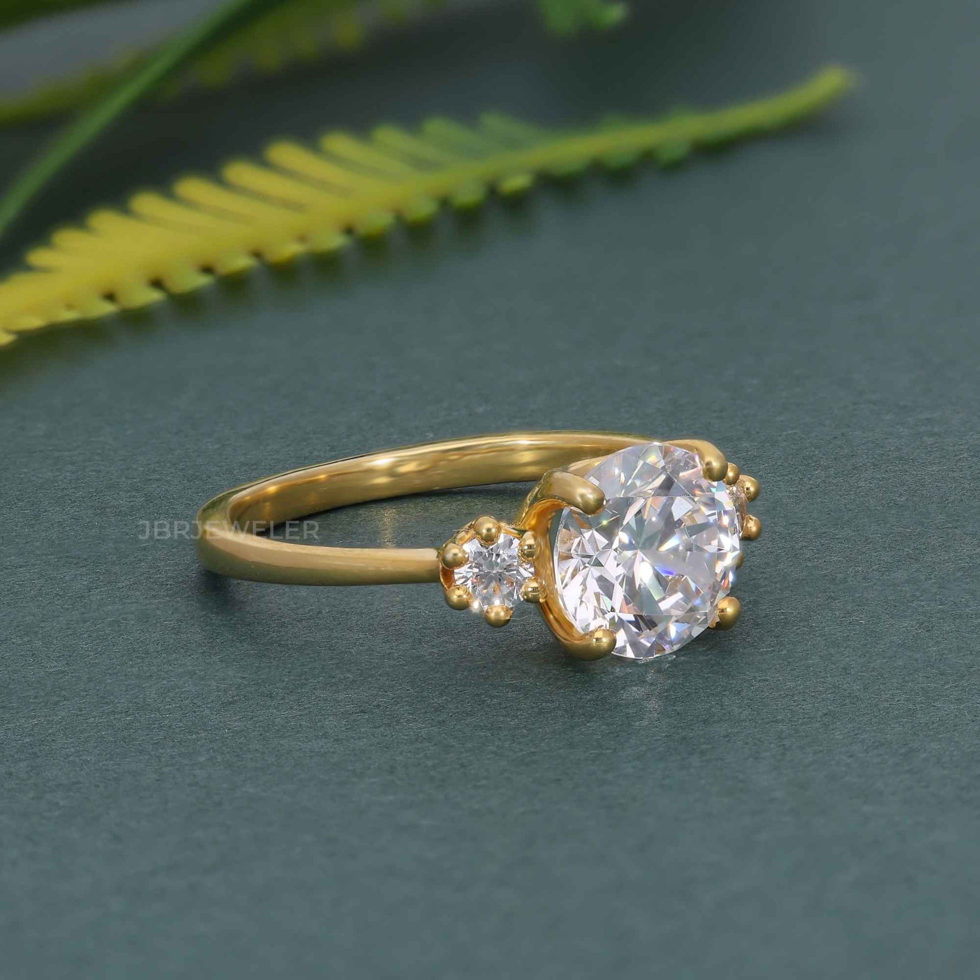 Classic Three Stone Round Cut Lab Grown Engagement Ring