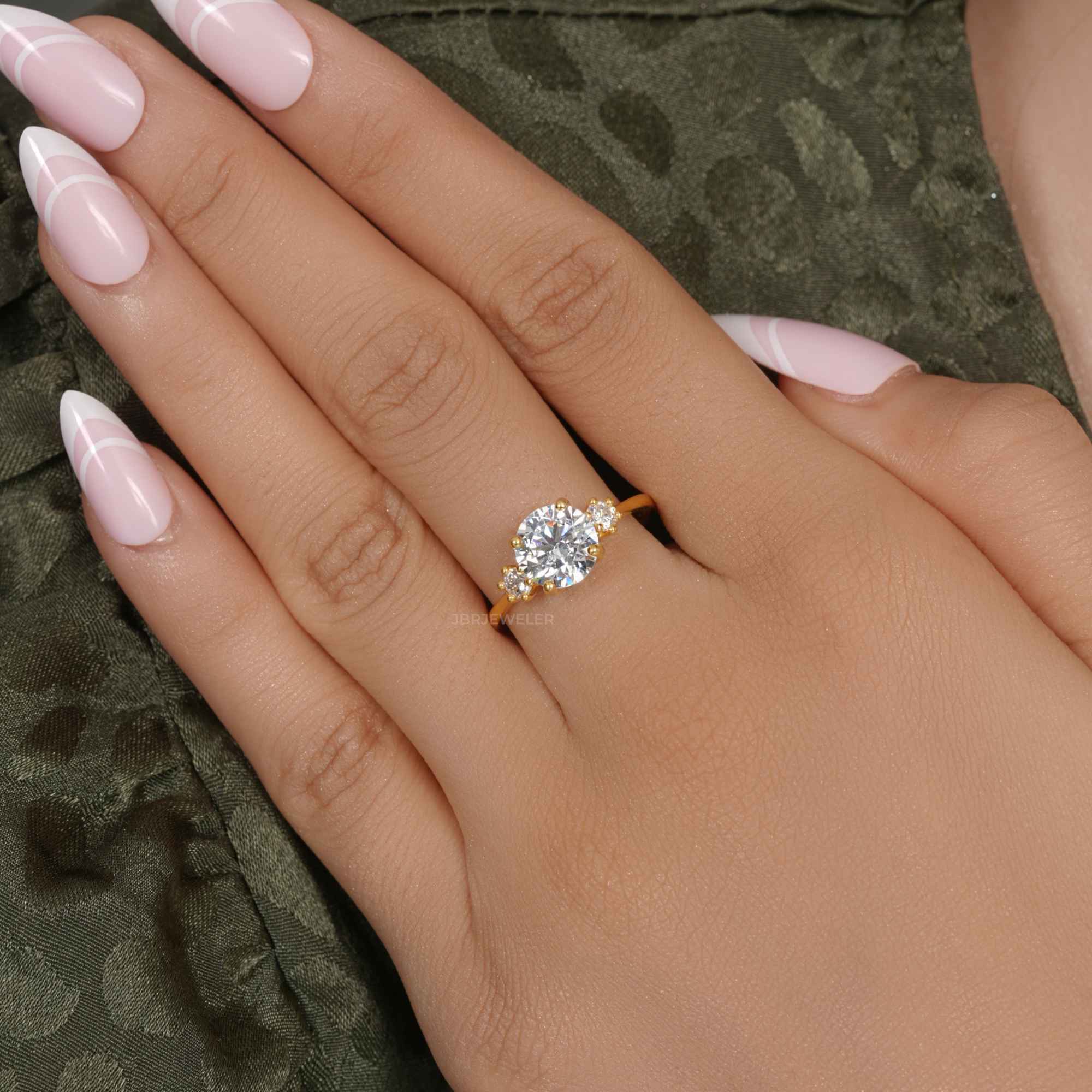 Classic Three Stone Round Cut Lab Grown Engagement Ring - JBR Jeweler