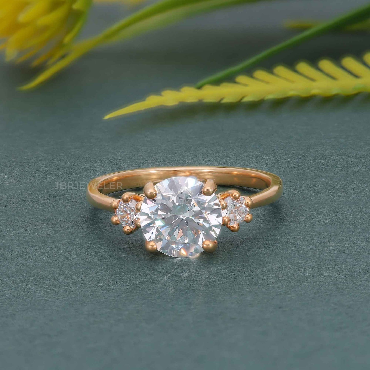 Classic Three Stone Round Cut Lab Grown Engagement Ring