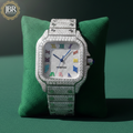 Colorful Roman Numeric Moissanite Iced Out Bust Down Watch For Mens - JBR Jeweler