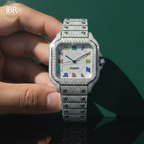 Colorful Roman Numeric Moissanite Iced Out Bust Down Watch For Mens - JBR Jeweler