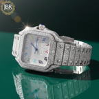 Colorful Roman Numeric Moissanite Iced Out Bust Down Watch For Mens - JBR Jeweler