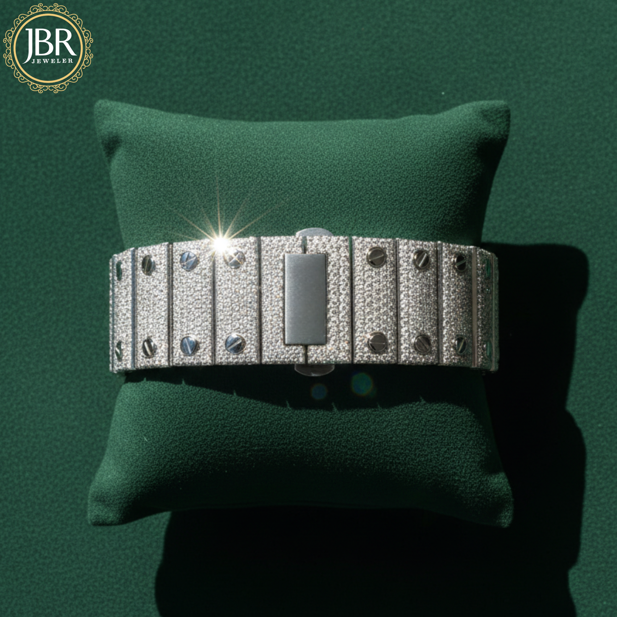 Colorful Roman Numeric Moissanite Iced Out Bust Down Watch For Mens - JBR Jeweler