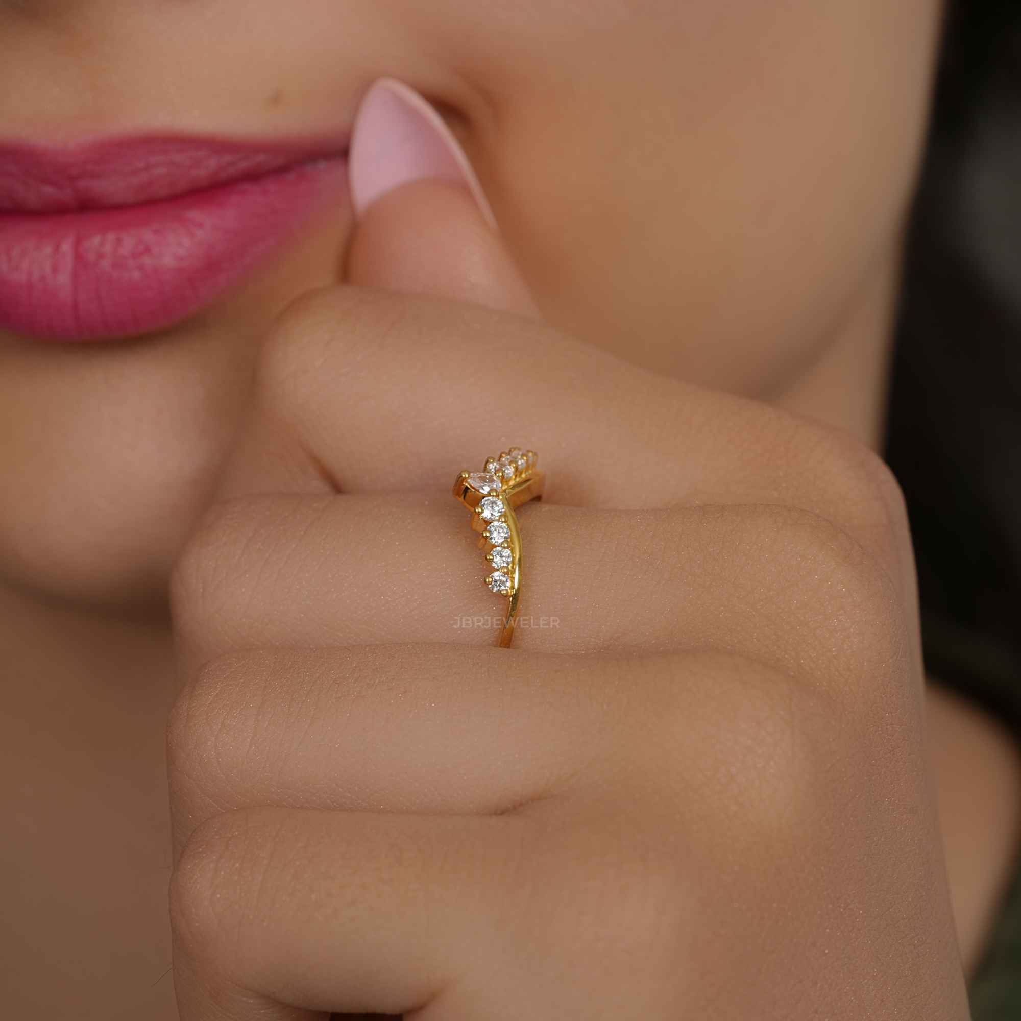 Crescent Lab Grown Diamond Wedding Band - JBR Jeweler