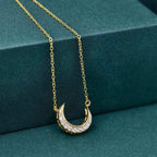 Crescent Moon Diamond 14k Gold Diamond Moon Charm luna necklace for women - JBR Jeweler