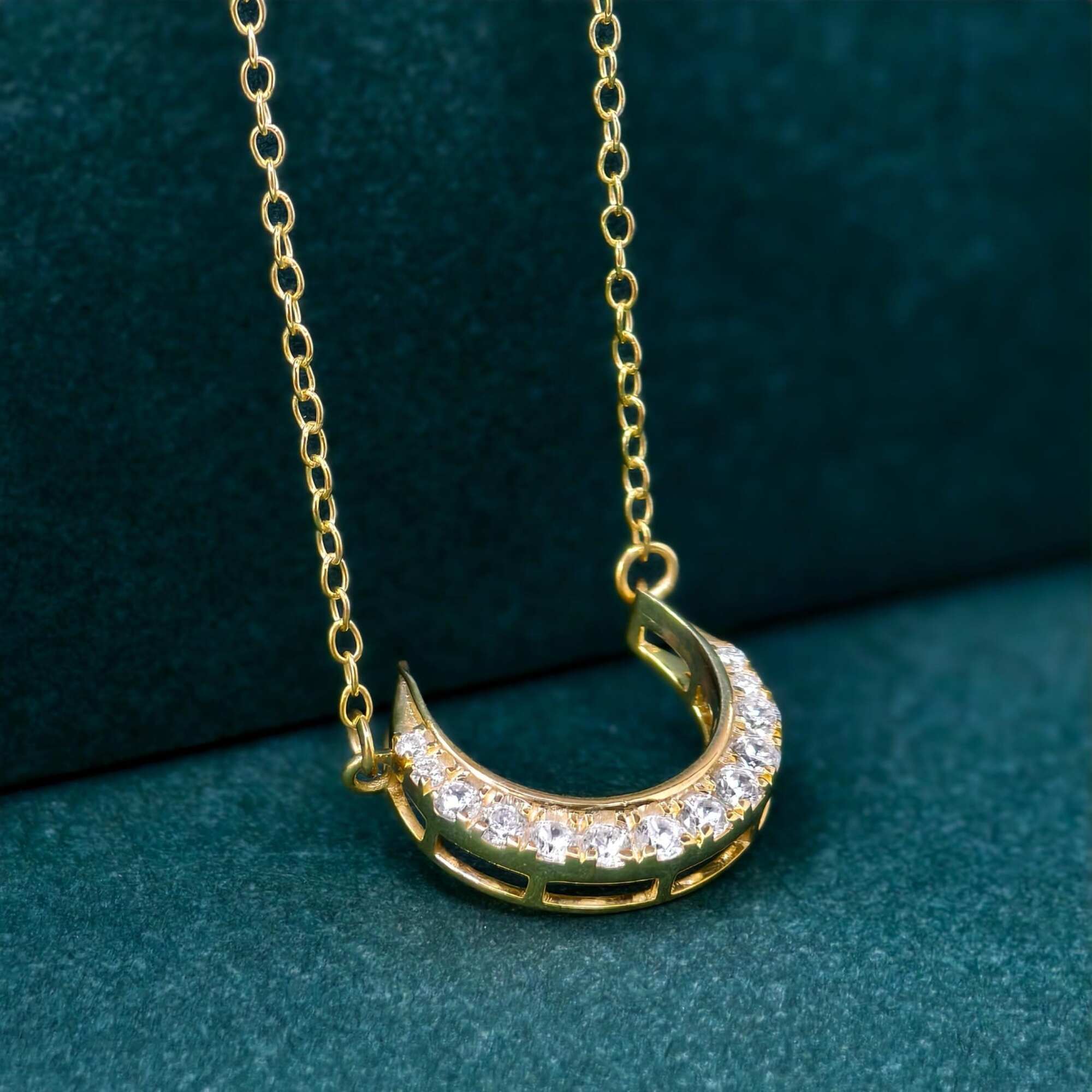 Crescent Moon Diamond 14k Gold Diamond Moon Charm luna necklace for women - JBR Jeweler