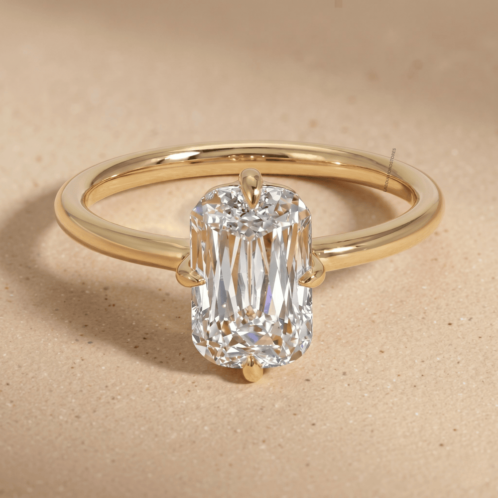 Crisscross cut lab diamond solitaire ring