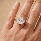 Modern three stone diamond ring