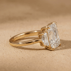 Three stone lab diamond engagement ring