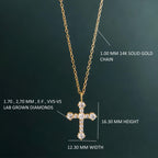Cross Diamond Pendant 14K Real Gold Cross Moissanite Pendant Gold Religious Jewelry - JBR Jeweler