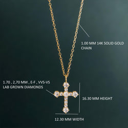 Cross Diamond Pendant 14K Real Gold Cross Pendant Gold Religious Jewelry