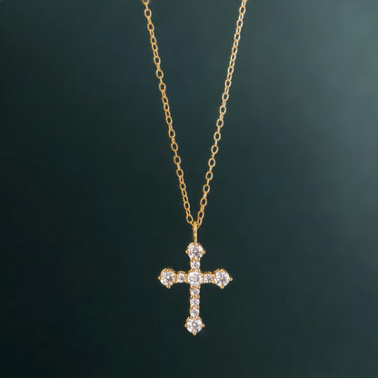 Cross Diamond Pendant 14K Real Gold Cross Pendant Gold Religious Jewelry