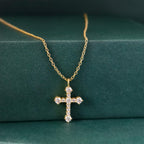Cross Diamond Pendant 14K Real Gold Cross Moissanite Pendant Gold Religious Jewelry - JBR Jeweler