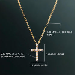 Cross Diamond Pendant 14k Real Gold Cross Necklace For Woman, Religious Necklace