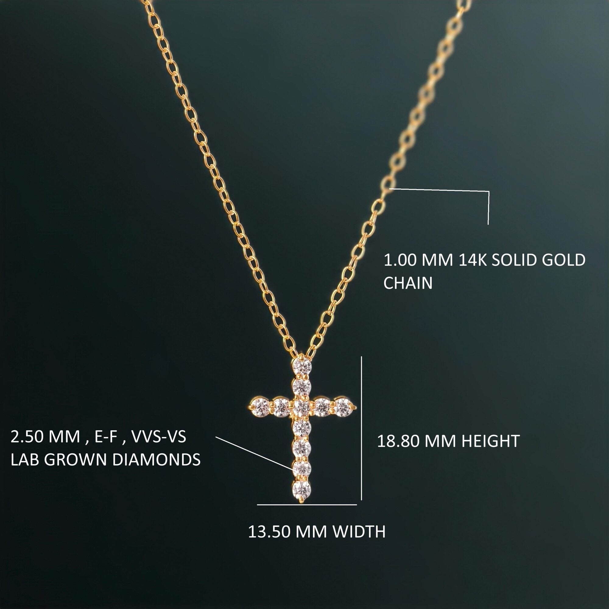 Cross Moissanite Diamond Pendant 14k Real Gold Cross Necklace For Woman, Religious Necklace - JBR Jeweler