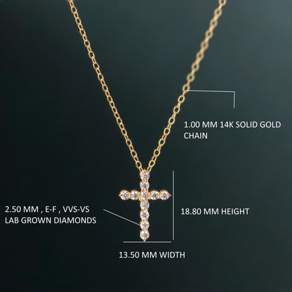 Cross Moissanite Diamond Pendant 14k Real Gold Cross Necklace For Woman, Religious Necklace